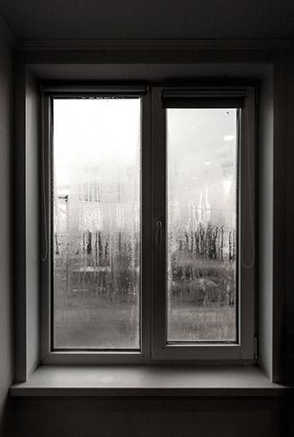 Fogged window glass in a home
